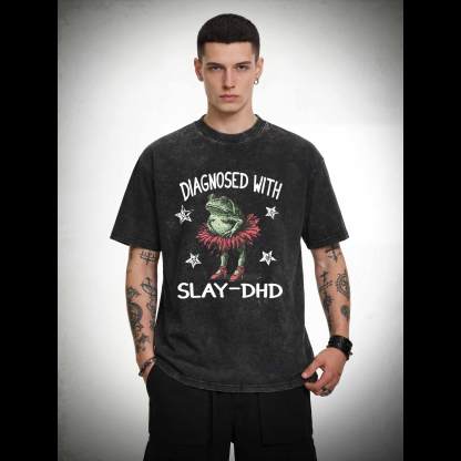 Diagnosed with Slay-dhd Washed T-shirt