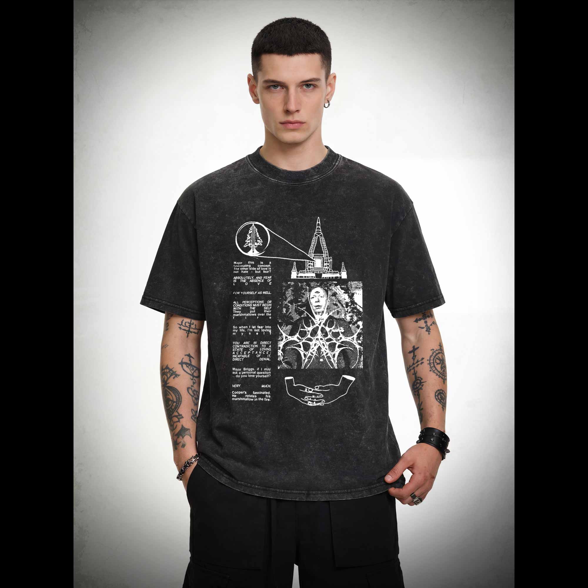 He Rotates His Marshmallow in the Fire Washed T-shirt