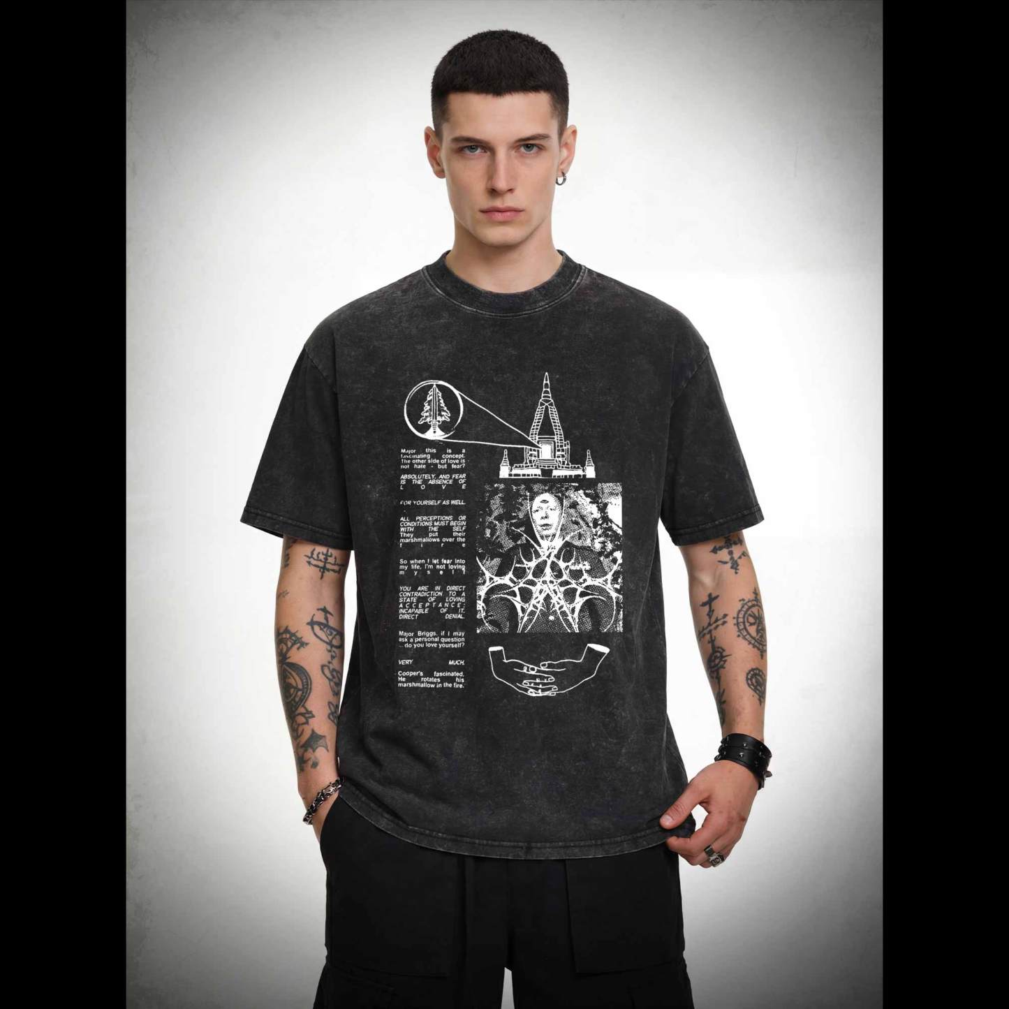He Rotates His Marshmallow in the Fire Washed T-shirt