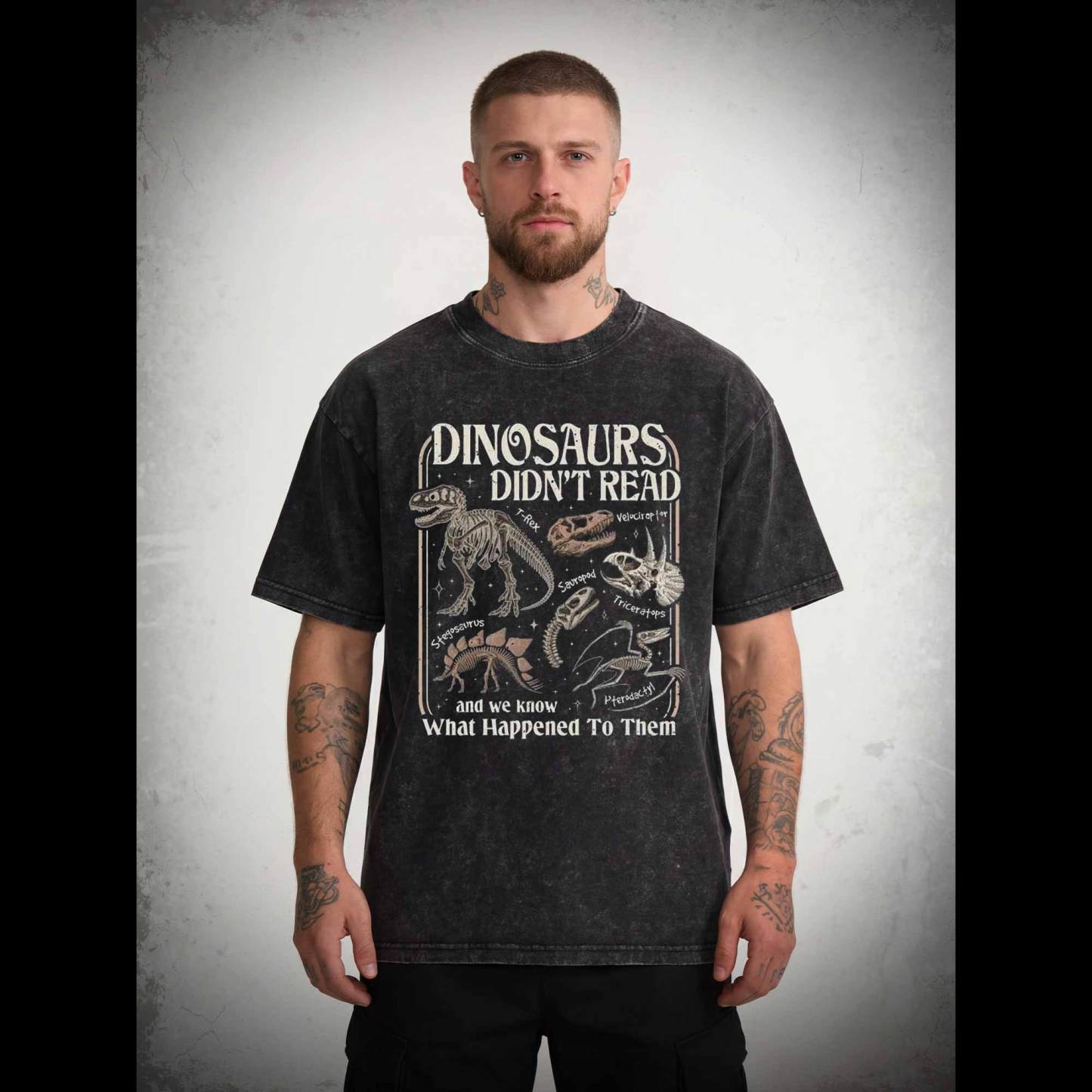 Dinosaurs Didn't Read Washed T-shirt