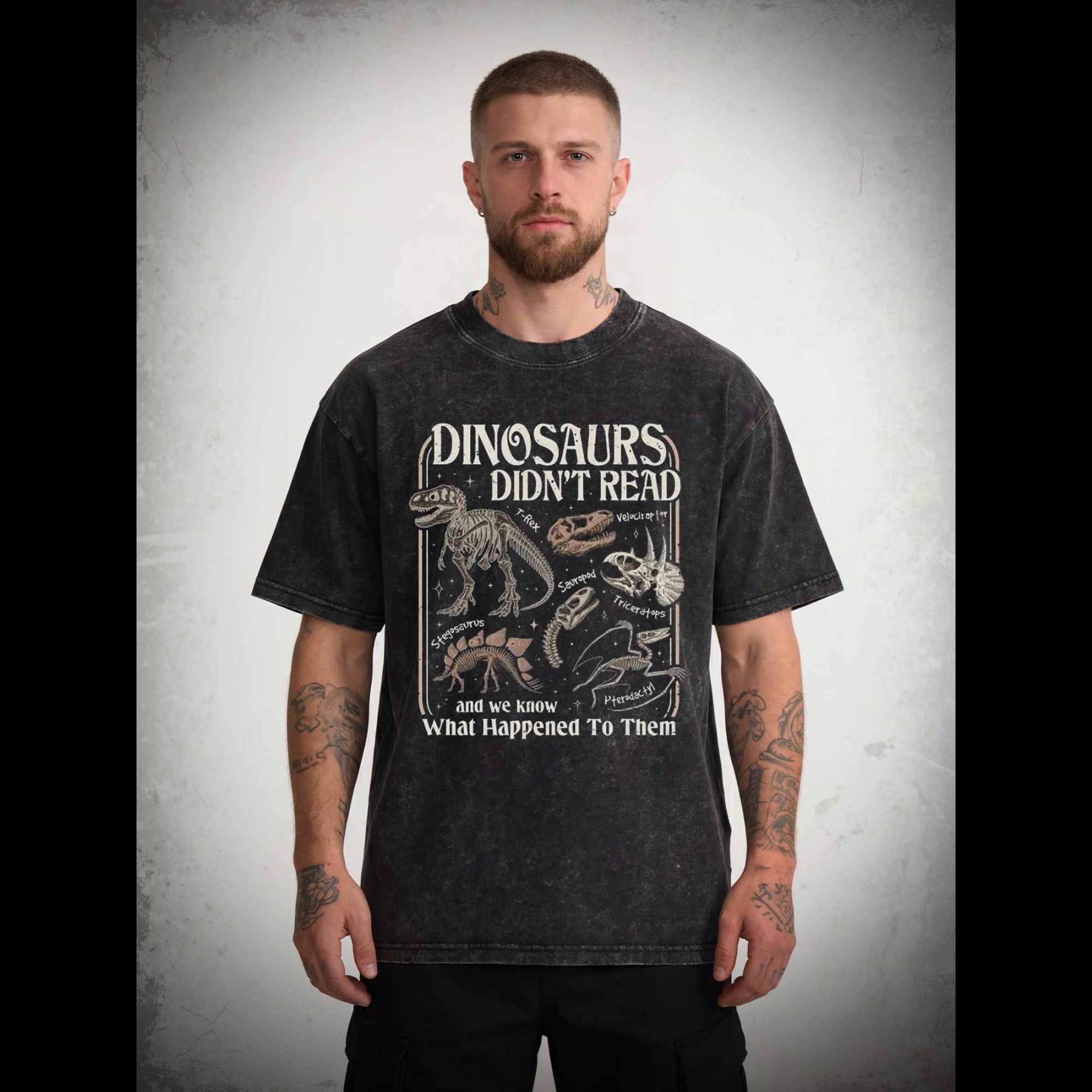 Dinosaurs Didn't Read Washed T-shirt