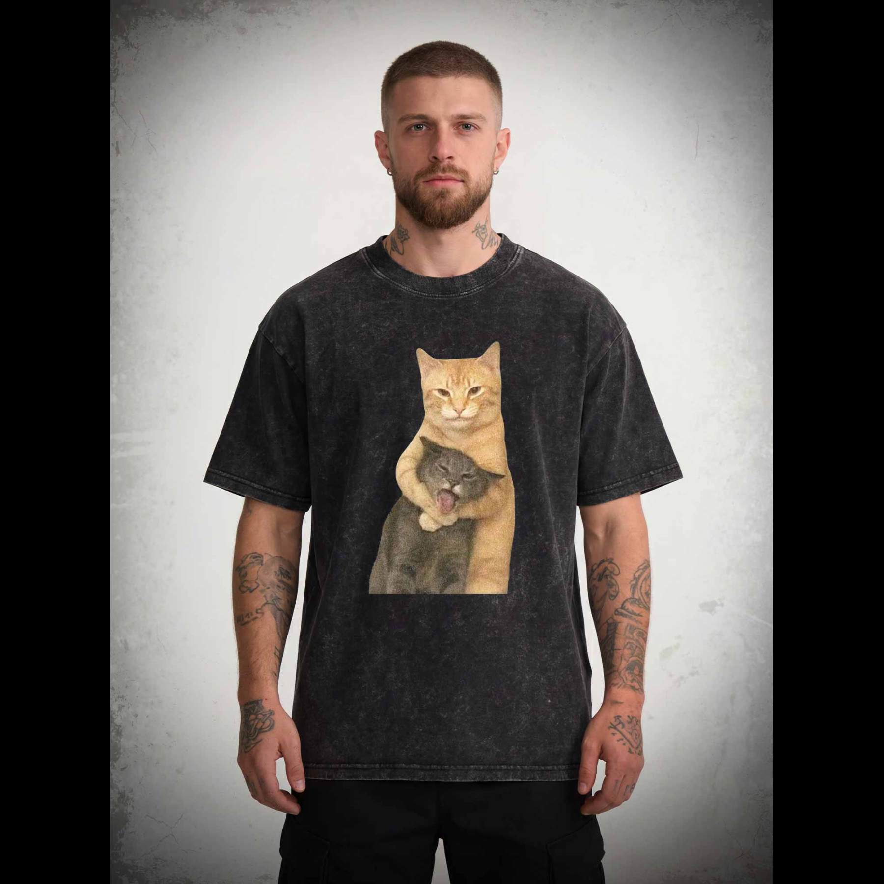 Fighting Cat Memes Washed T-shirt