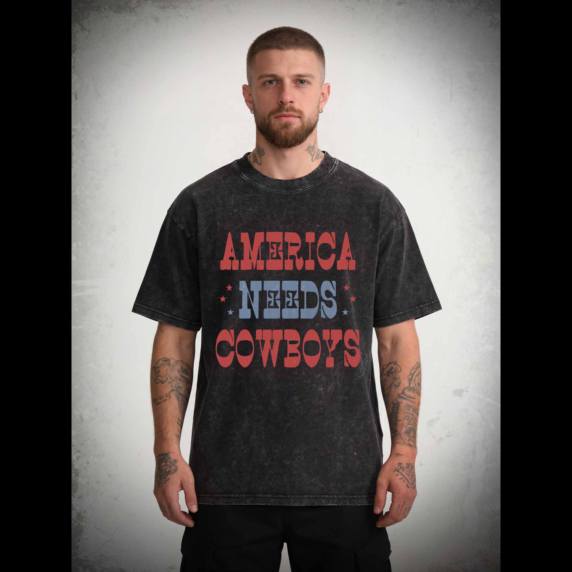 America Needs Cowboys Washed T-shirt
