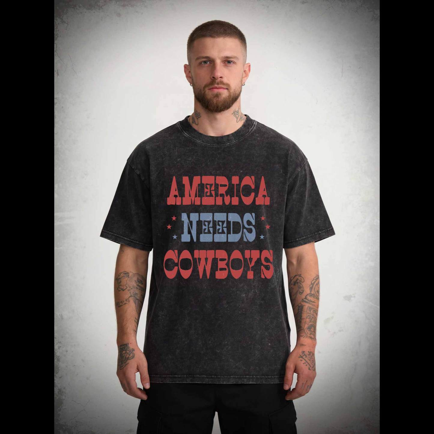 America Needs Cowboys Washed T-shirt