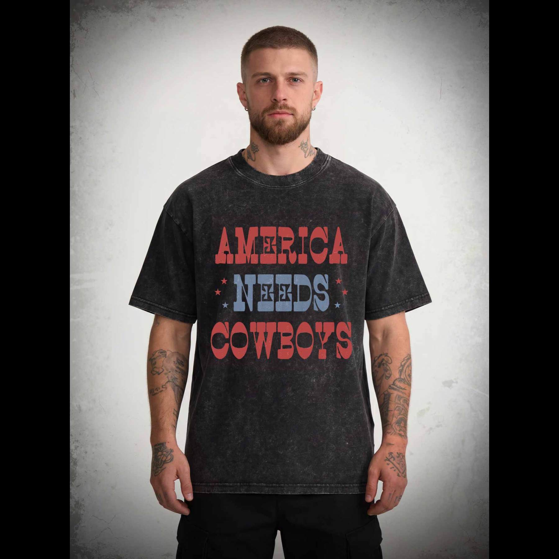 America Needs Cowboys Washed T-shirt