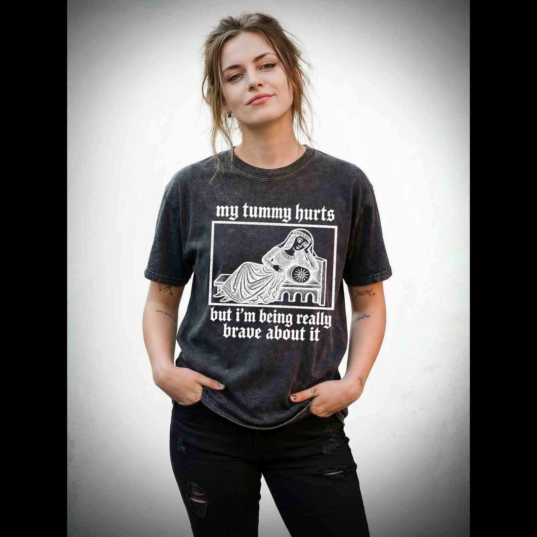 My Tummy Hurts Washed T-shirt