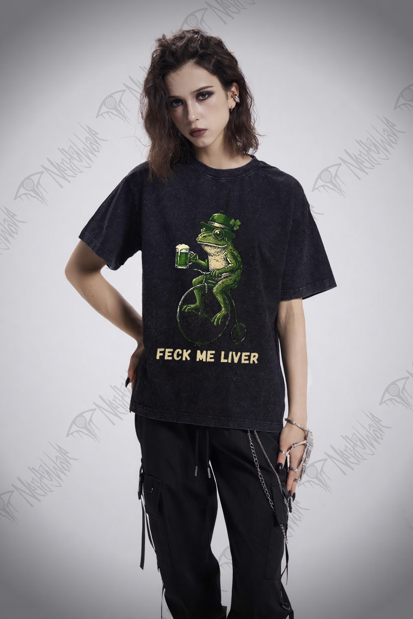 Funny Irish Frog Washed T-shirt
