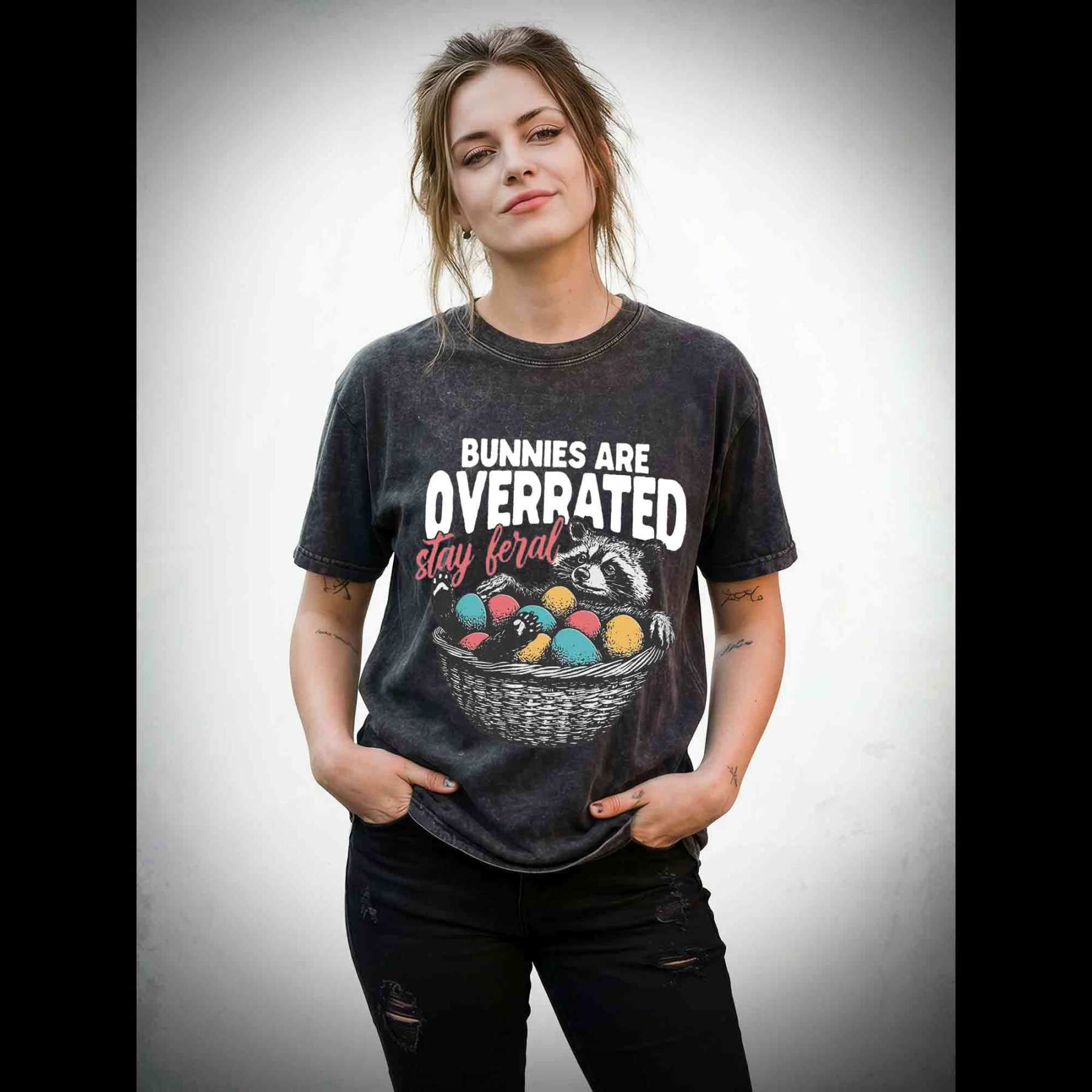 Bunnies are Overrated Stay Feral Washed T-shirt