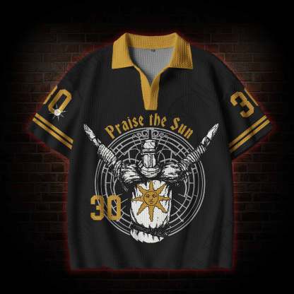 Praise The Sun Crochet Knit Polo Shirt