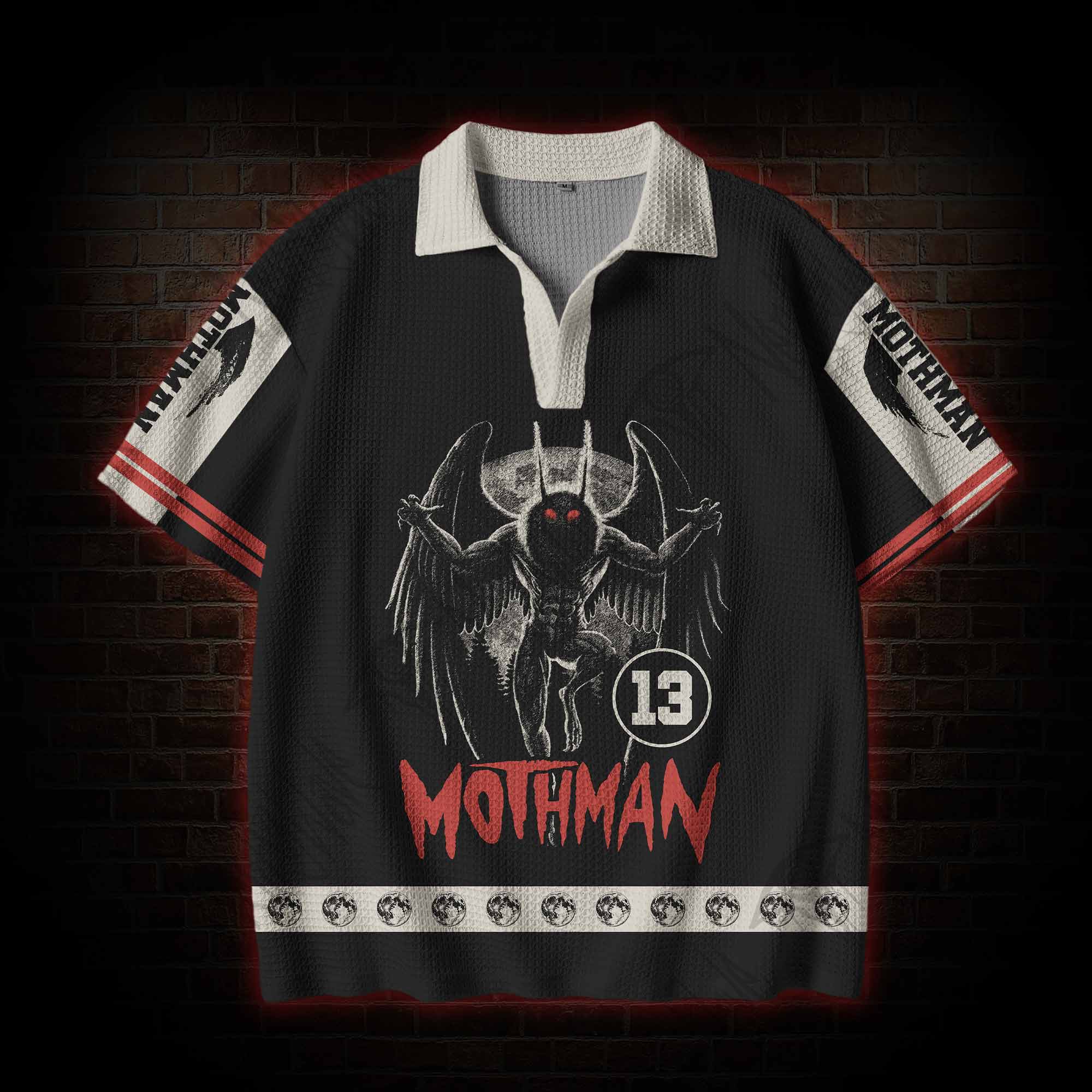 Mothman Legend Crochet Knit Polo Shirt