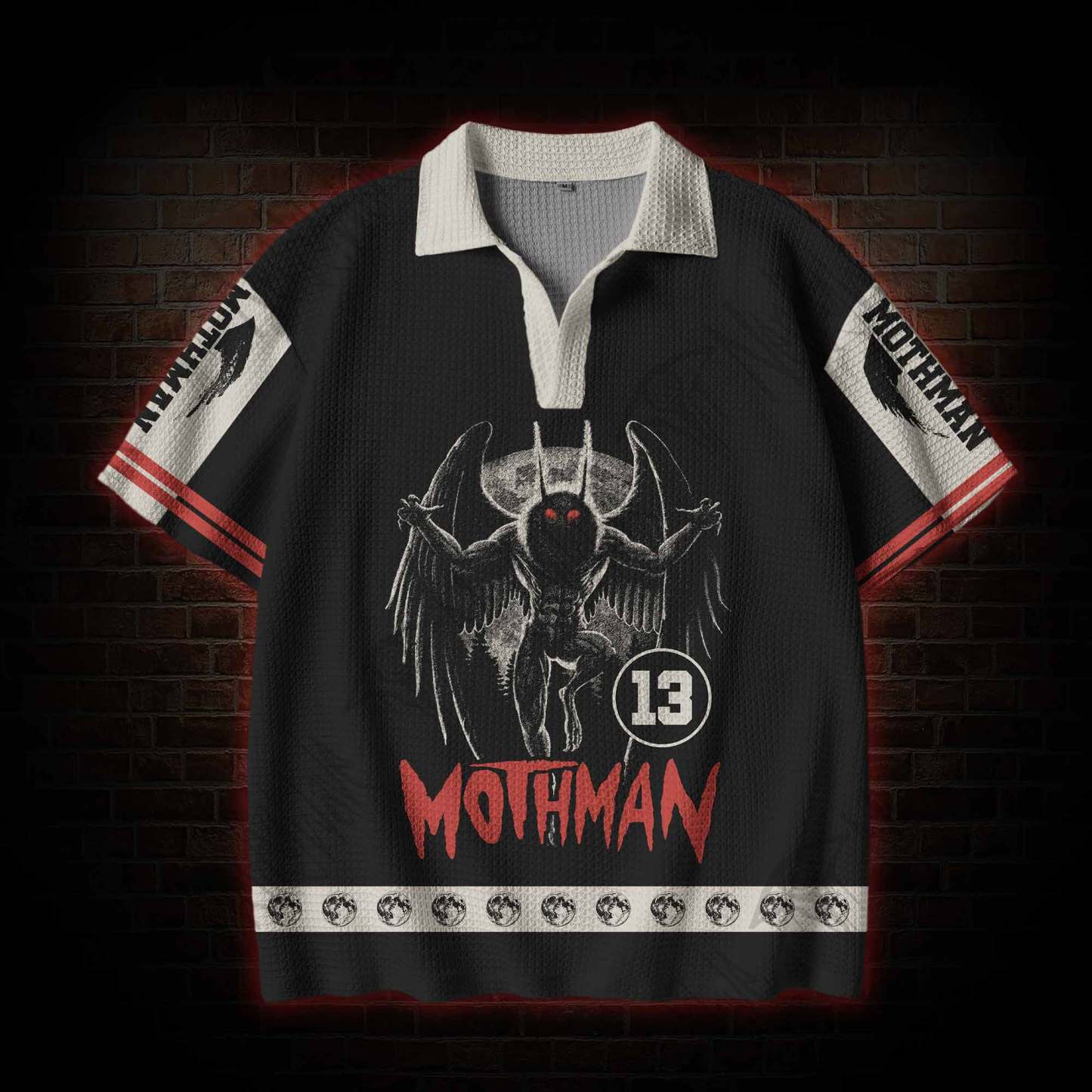Mothman Legend Crochet Knit Polo Shirt