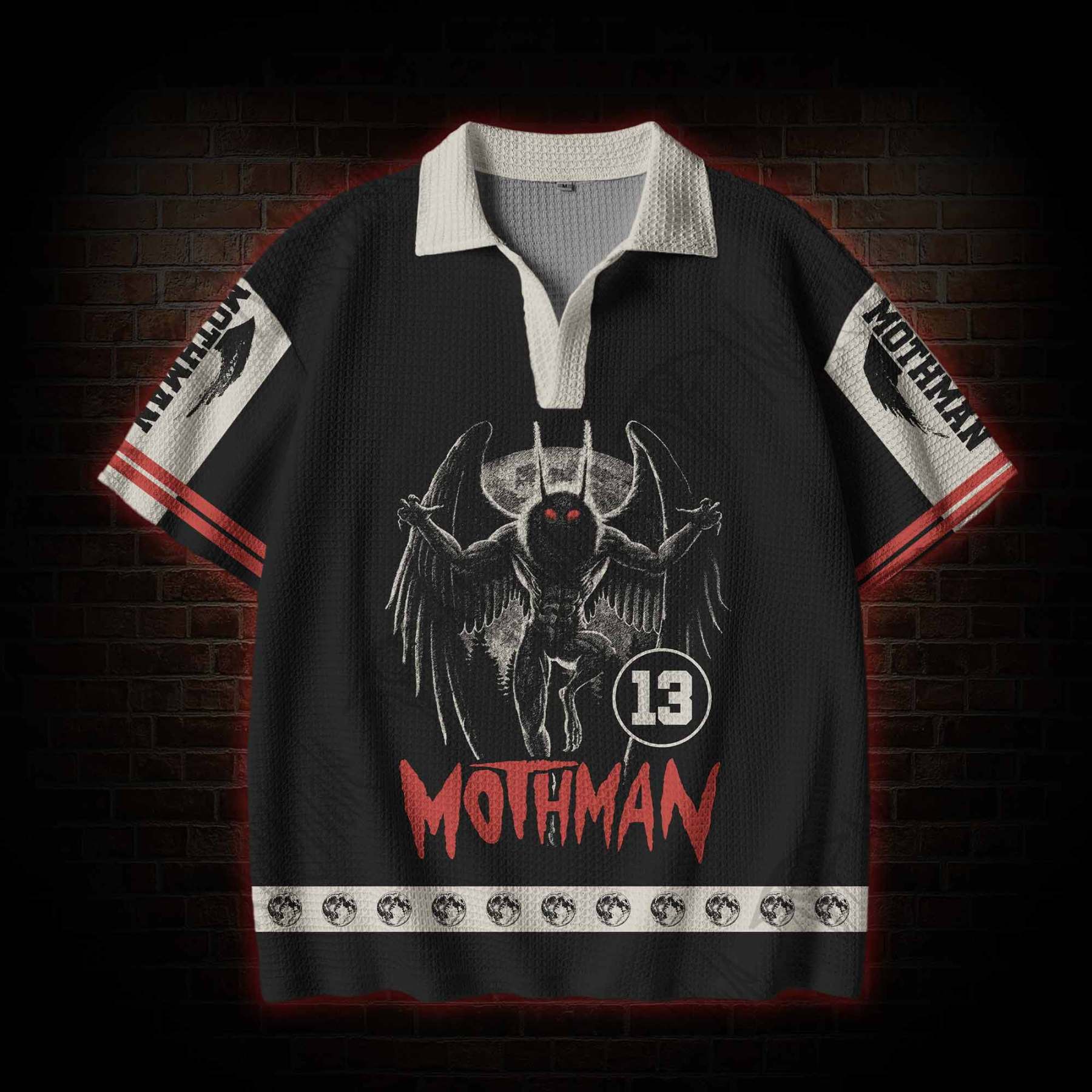 Mothman Legend Crochet Knit Polo Shirt