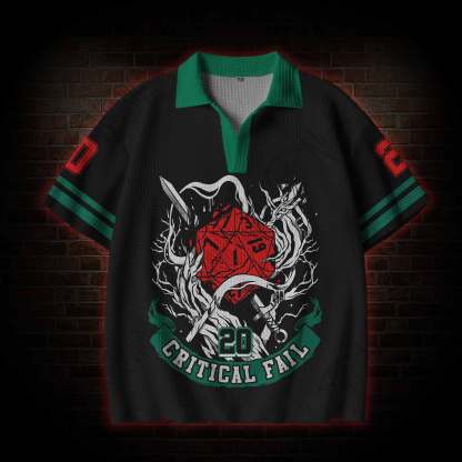Critical Horror Crochet Knit Polo Shirt