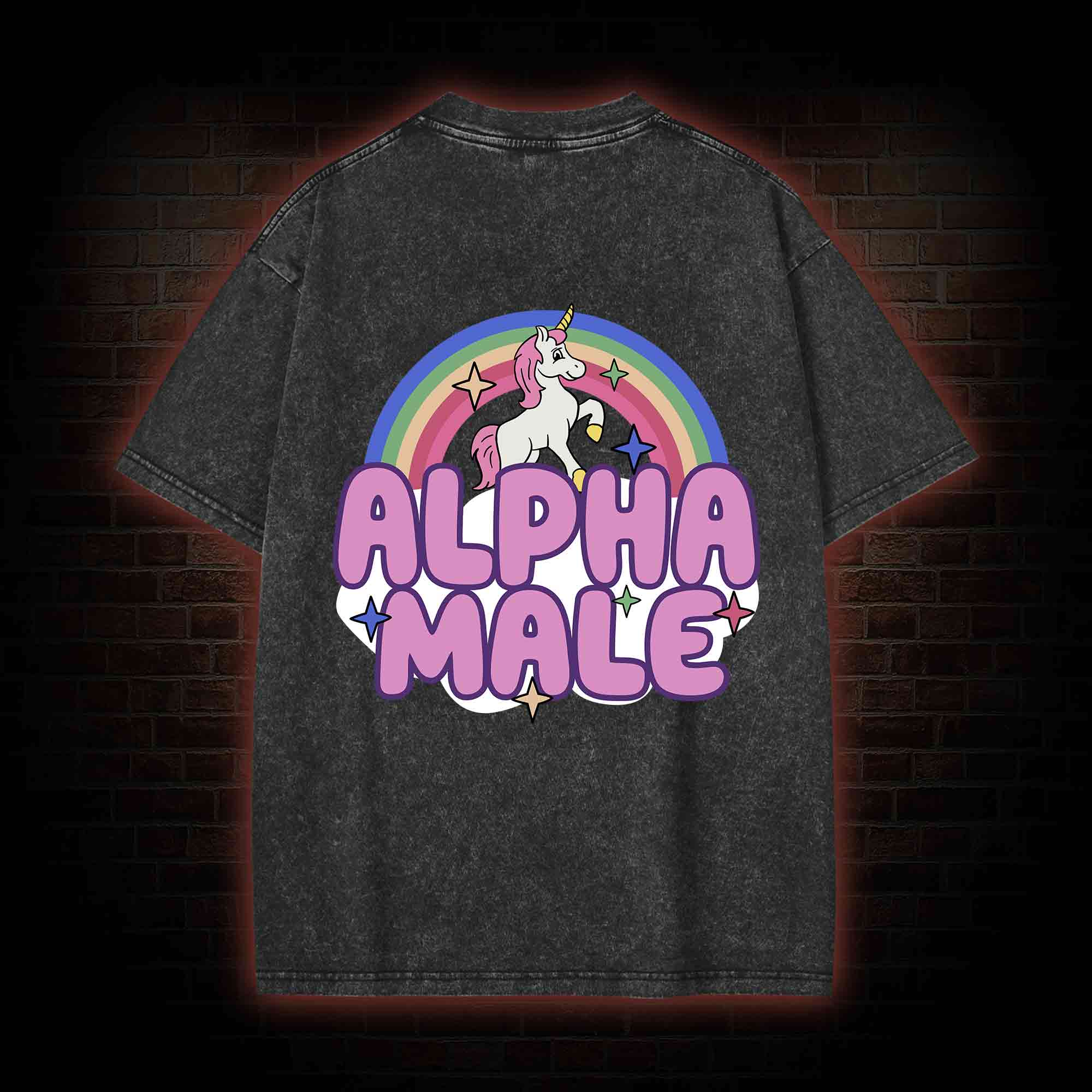Alpha Male Back Print Washed T-shirt