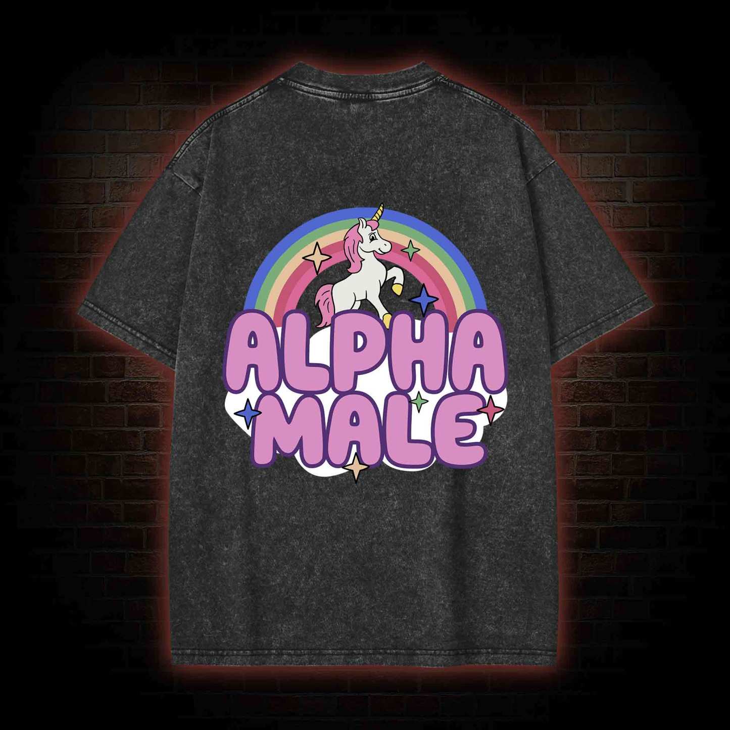 Alpha Male Back Print Washed T-shirt