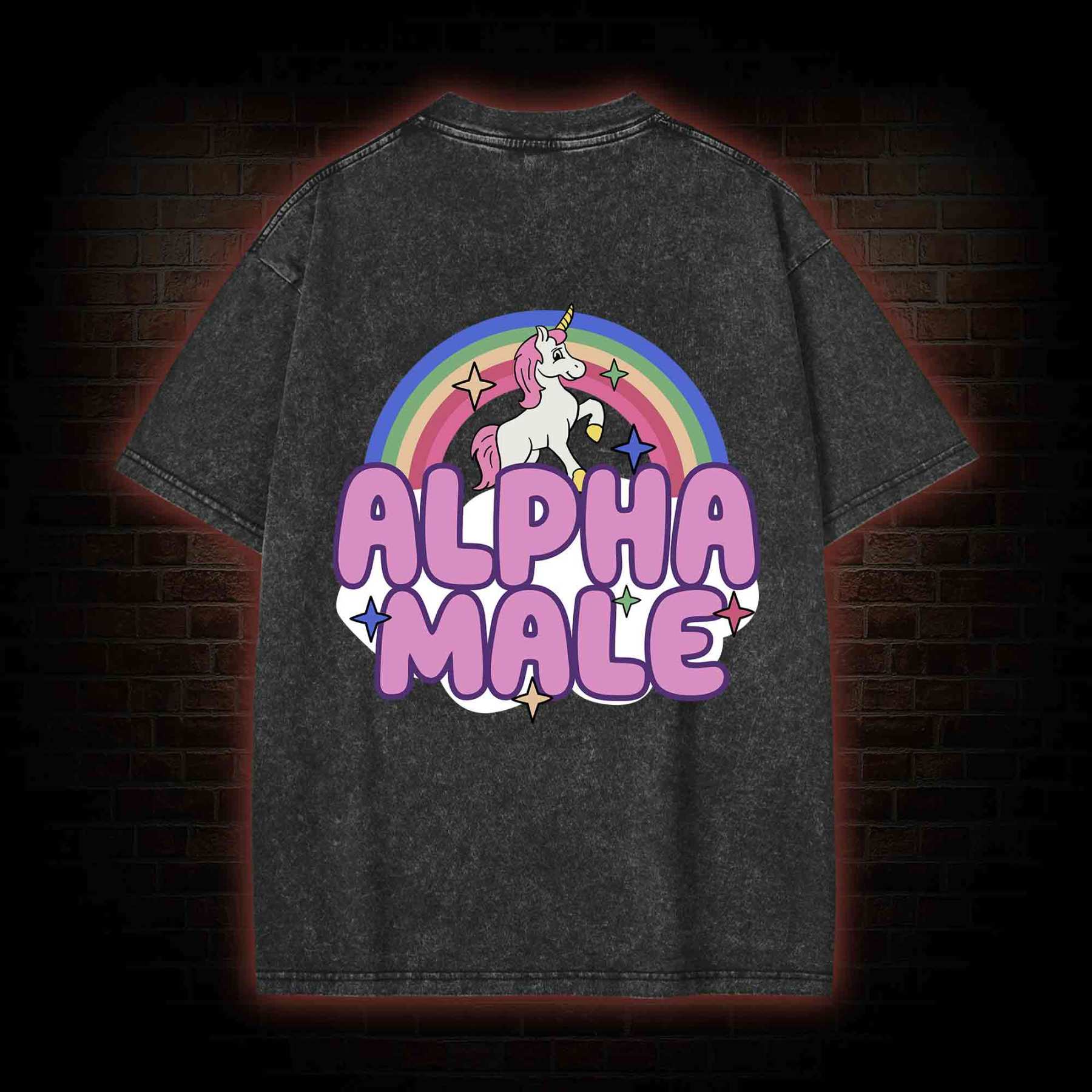 Alpha Male Back Print Washed T-shirt