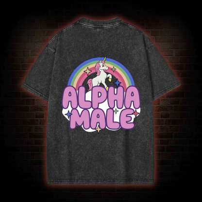 Alpha Male Back Print Washed T-shirt