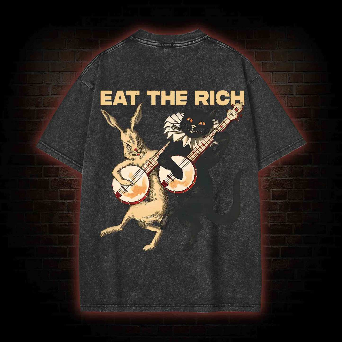 Eat The Rich  Back Print Washed T-shirt