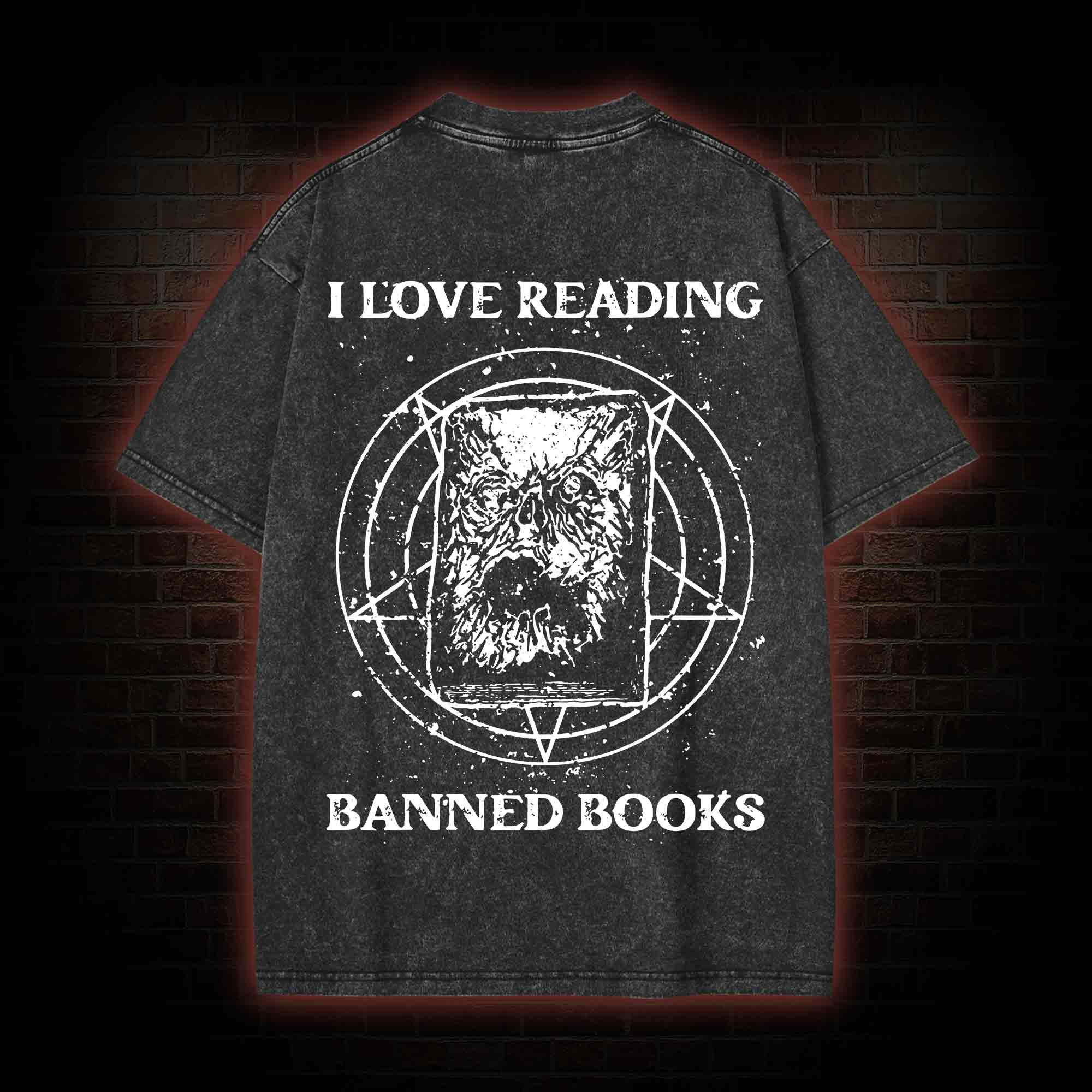 Evil Reader  Back Print Washed T-shirt