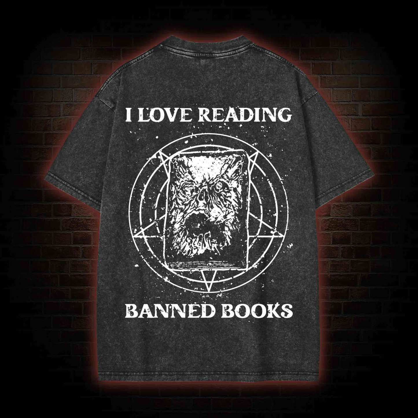 Evil Reader  Back Print Washed T-shirt