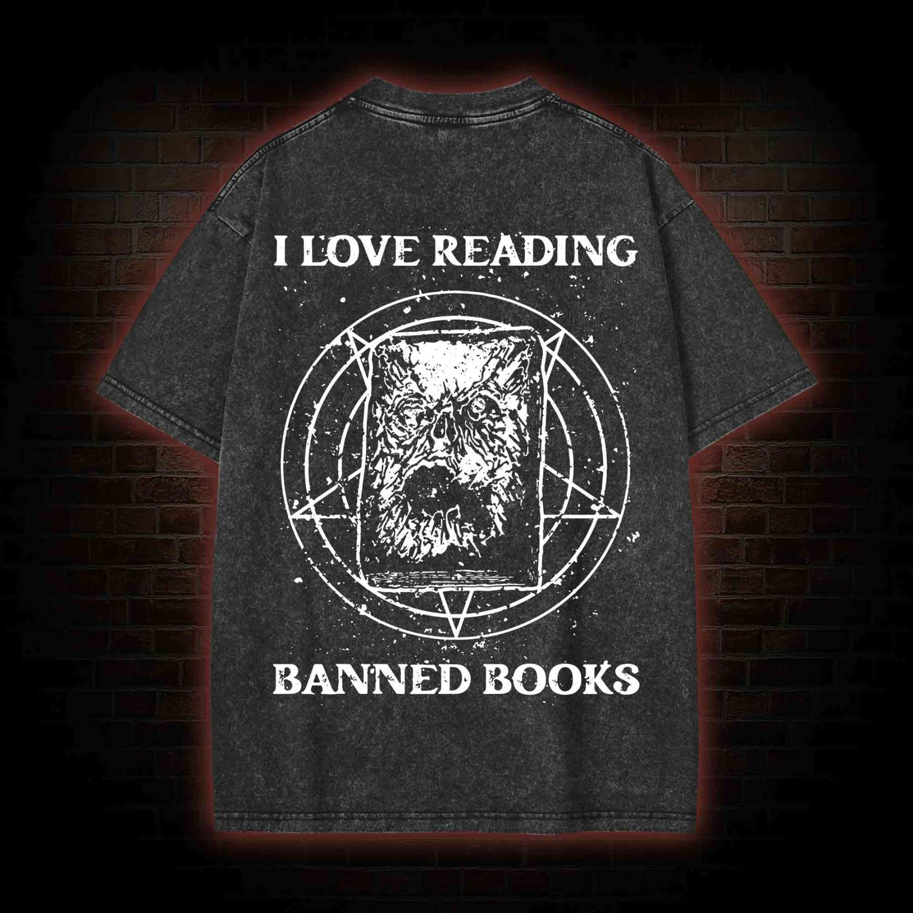 Evil Reader  Back Print Washed T-shirt