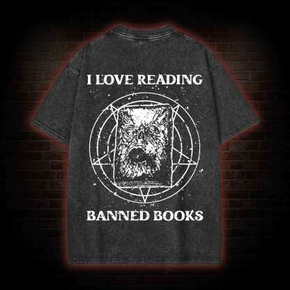 Evil Reader  Back Print Washed T-shirt