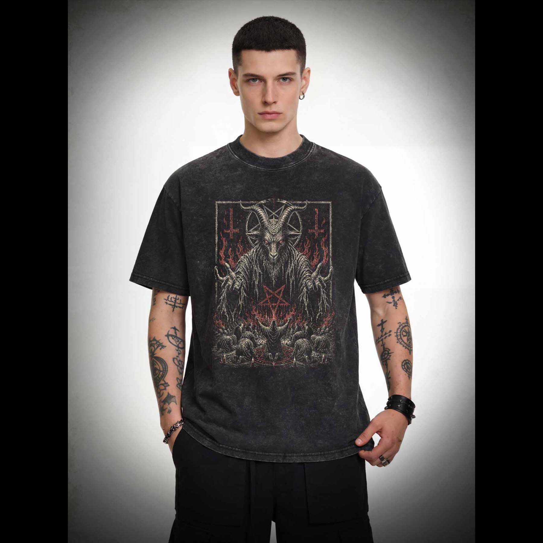 Baphomet Aesthetic  Washed T-shirt