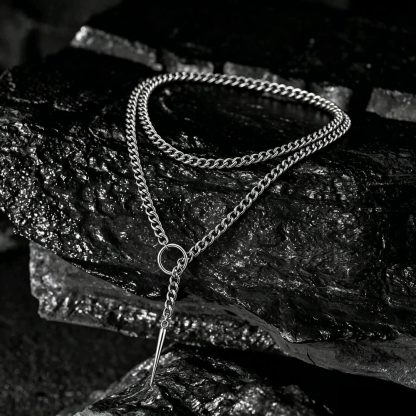 Double Layer Spike Pendant Cuban Chain Necklace