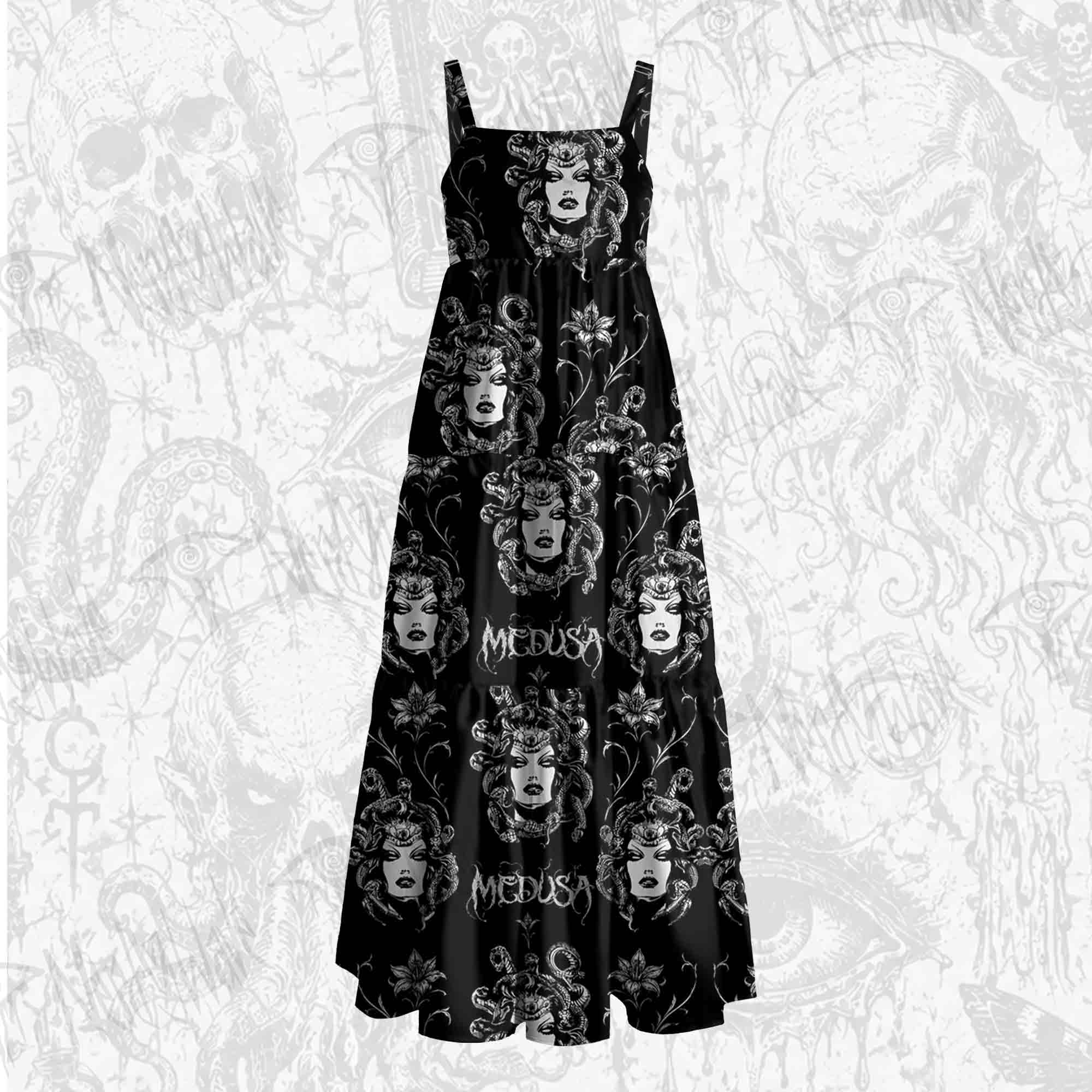 Medusa Floral Wide Straps Maxi Dress
