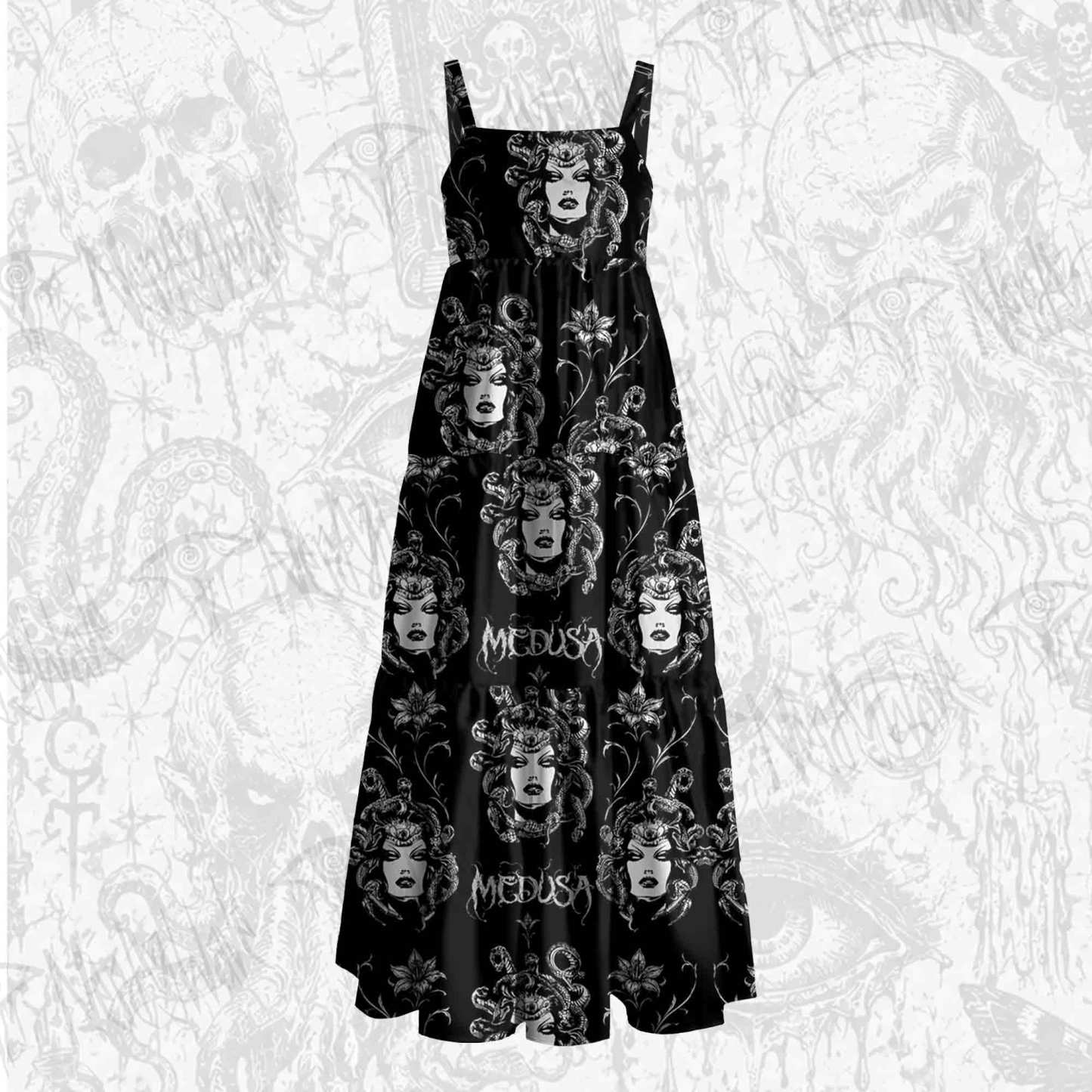 Medusa Floral Wide Straps Maxi Dress