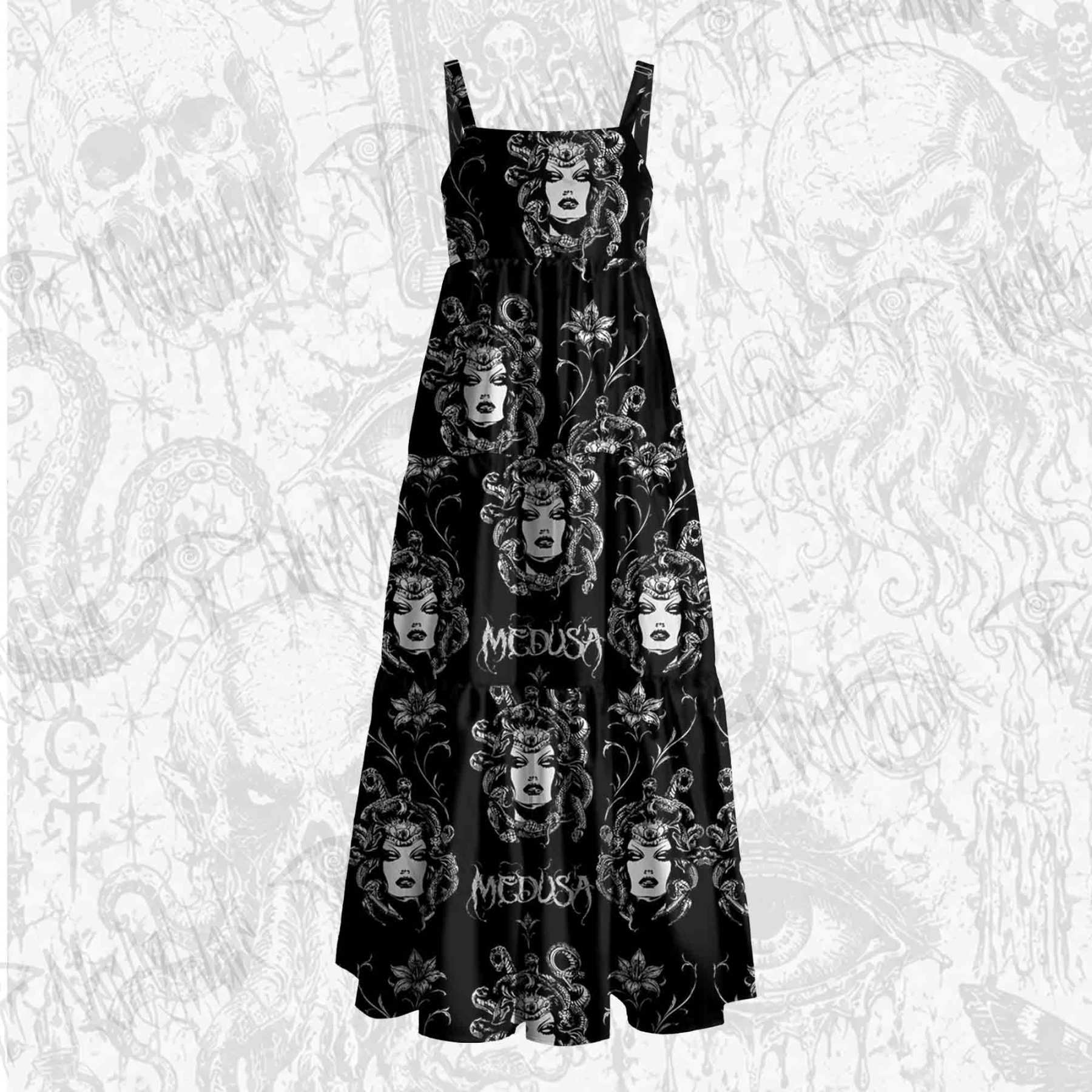 Medusa Floral Wide Straps Maxi Dress