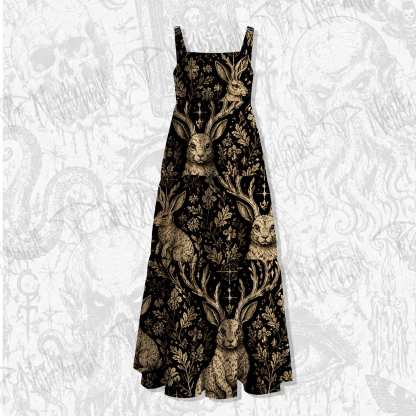 Jackalope Memento Mori Wide Straps Maxi Dress