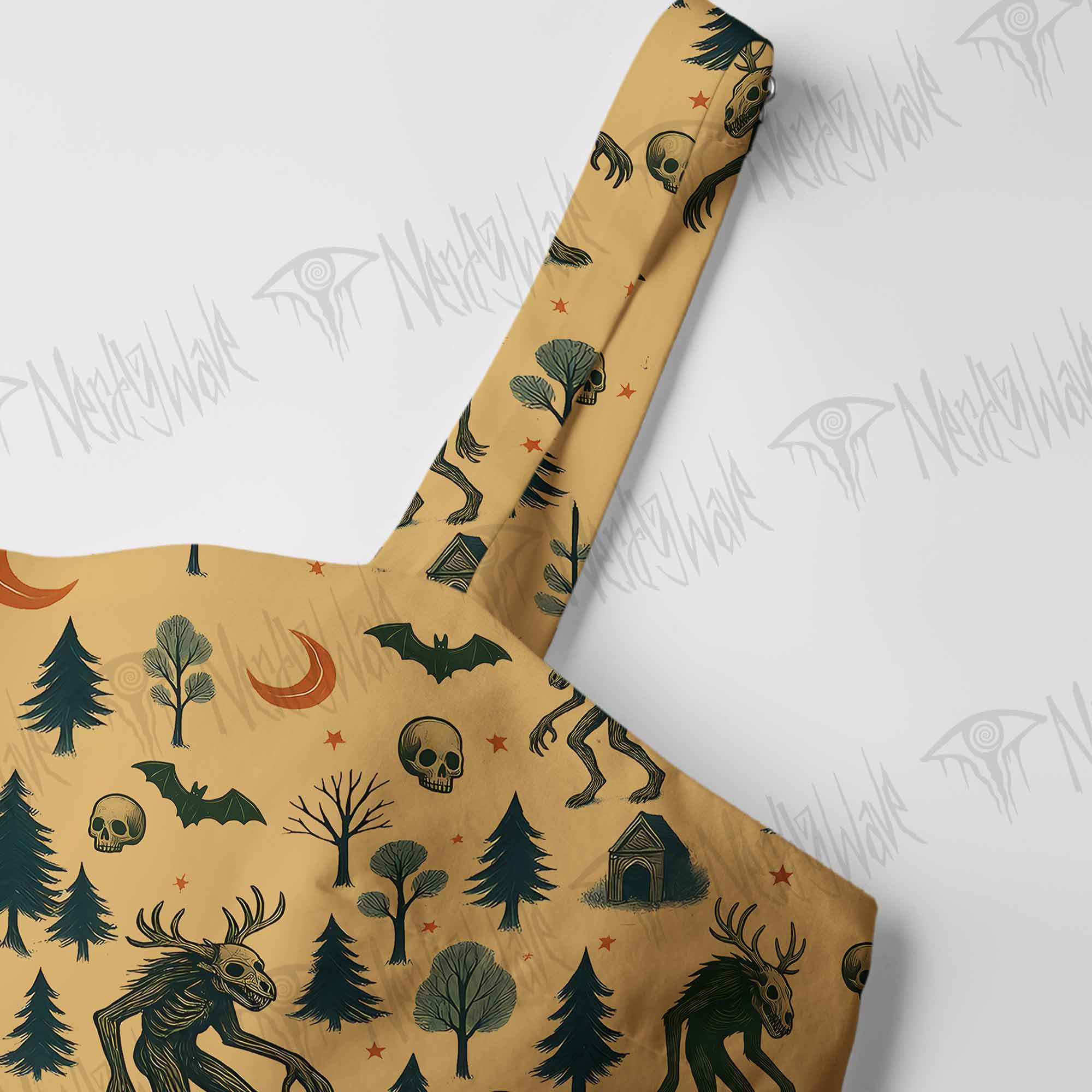 Wendigo in the Forest Cotton Wide Straps Maxi Dress