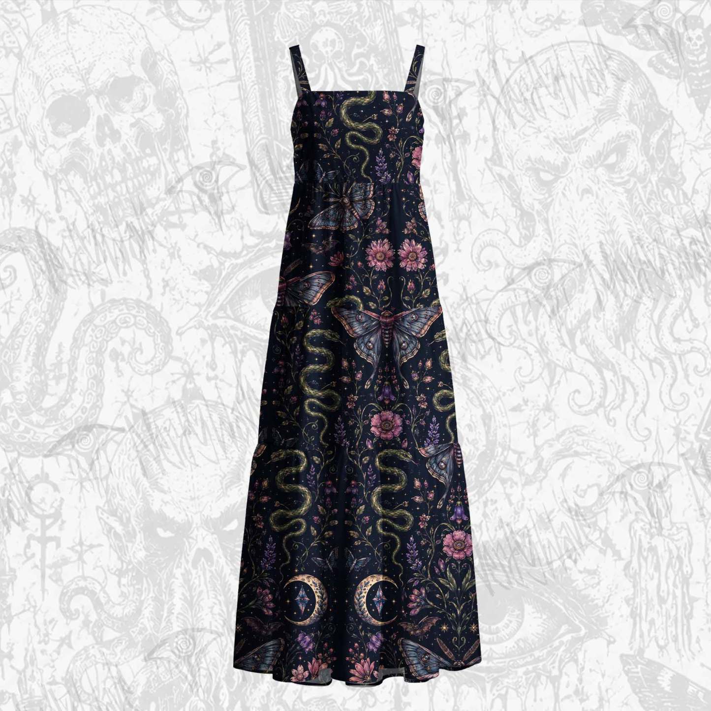 Moth and Botanical Cotton Wide Straps Maxi Dress
