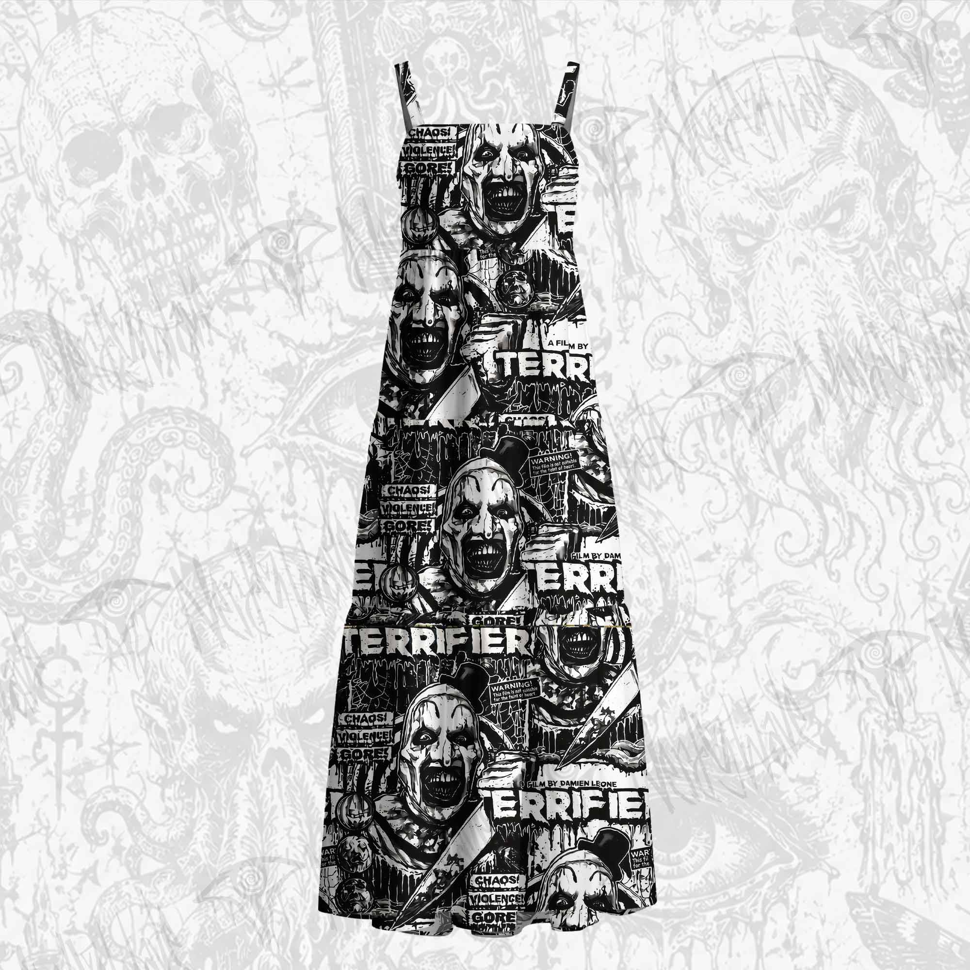 Warning Cotton Wide Straps Maxi Dress