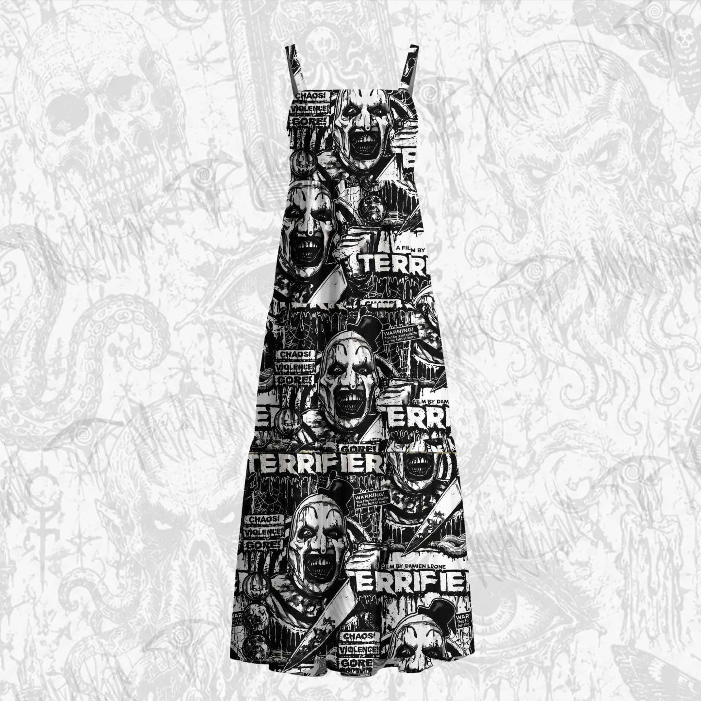 Warning Cotton Wide Straps Maxi Dress
