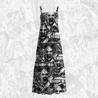 Warning Cotton Wide Straps Maxi Dress
