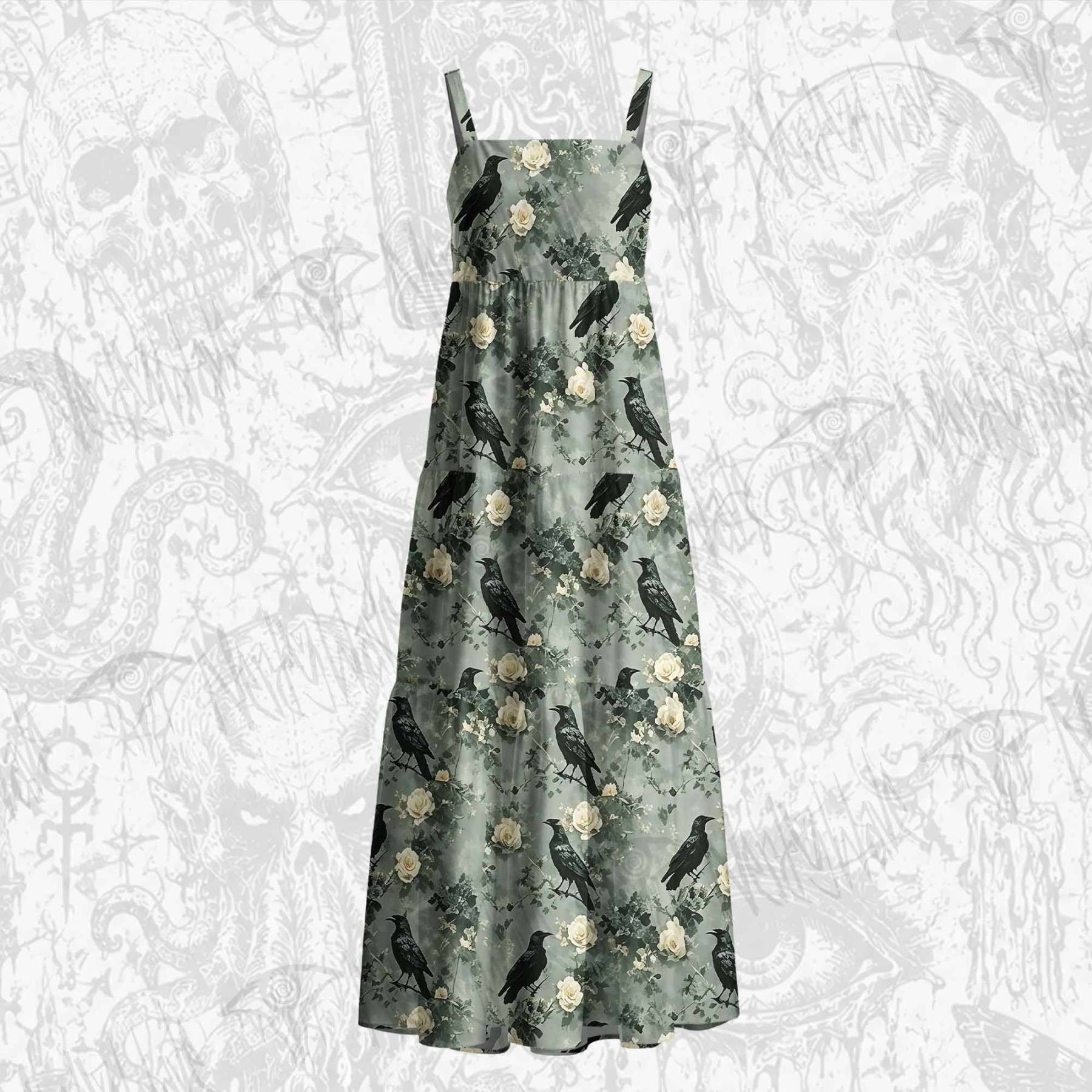 Raven's Requiem Cotton Wide Straps Maxi Dress