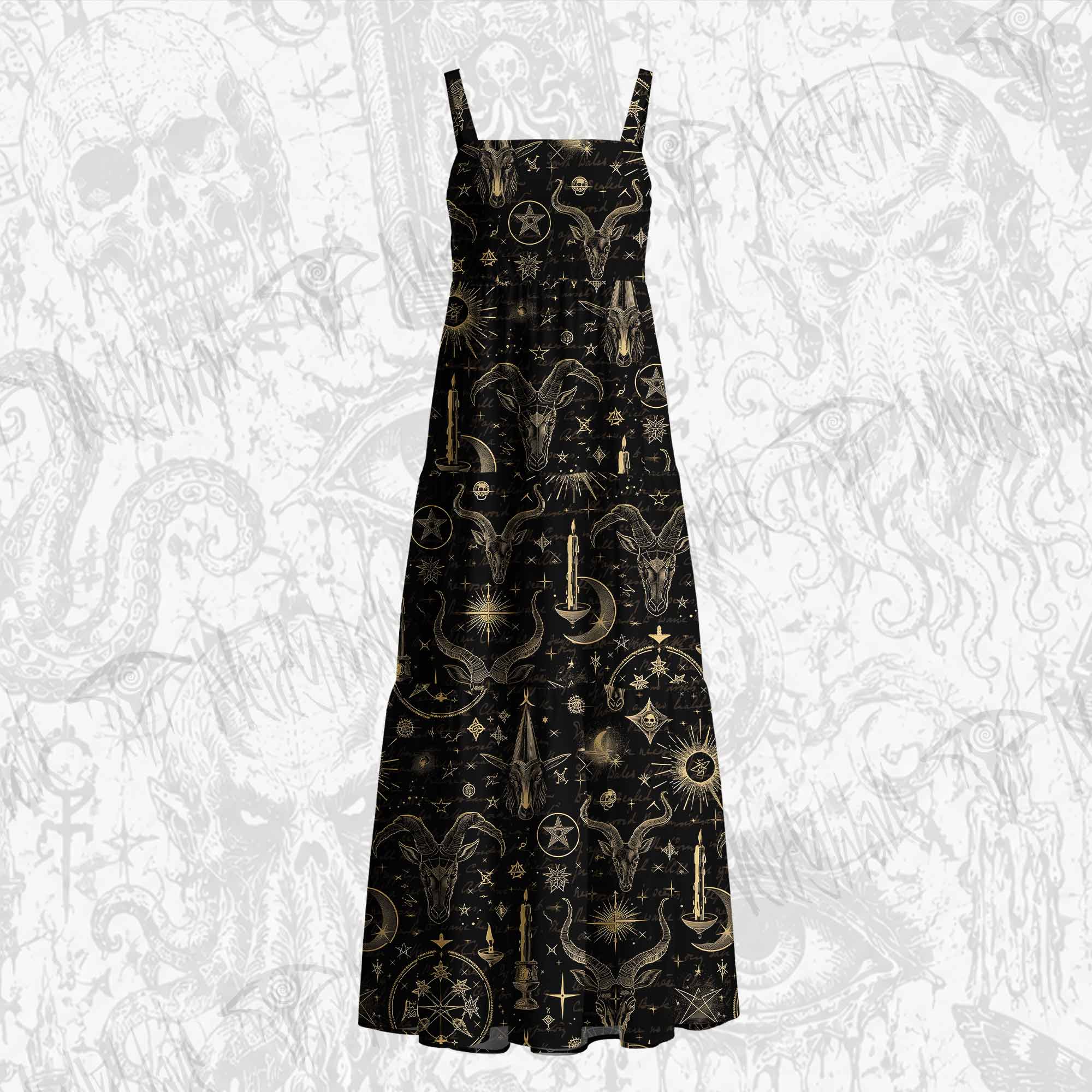 Baphomet Cotton Wide Straps Maxi Dress
