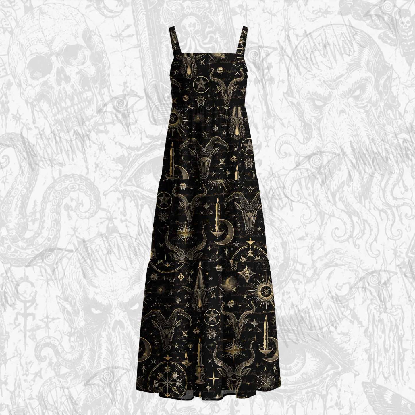 Baphomet Cotton Wide Straps Maxi Dress
