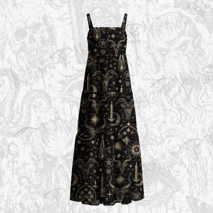 Baphomet Cotton Wide Straps Maxi Dress