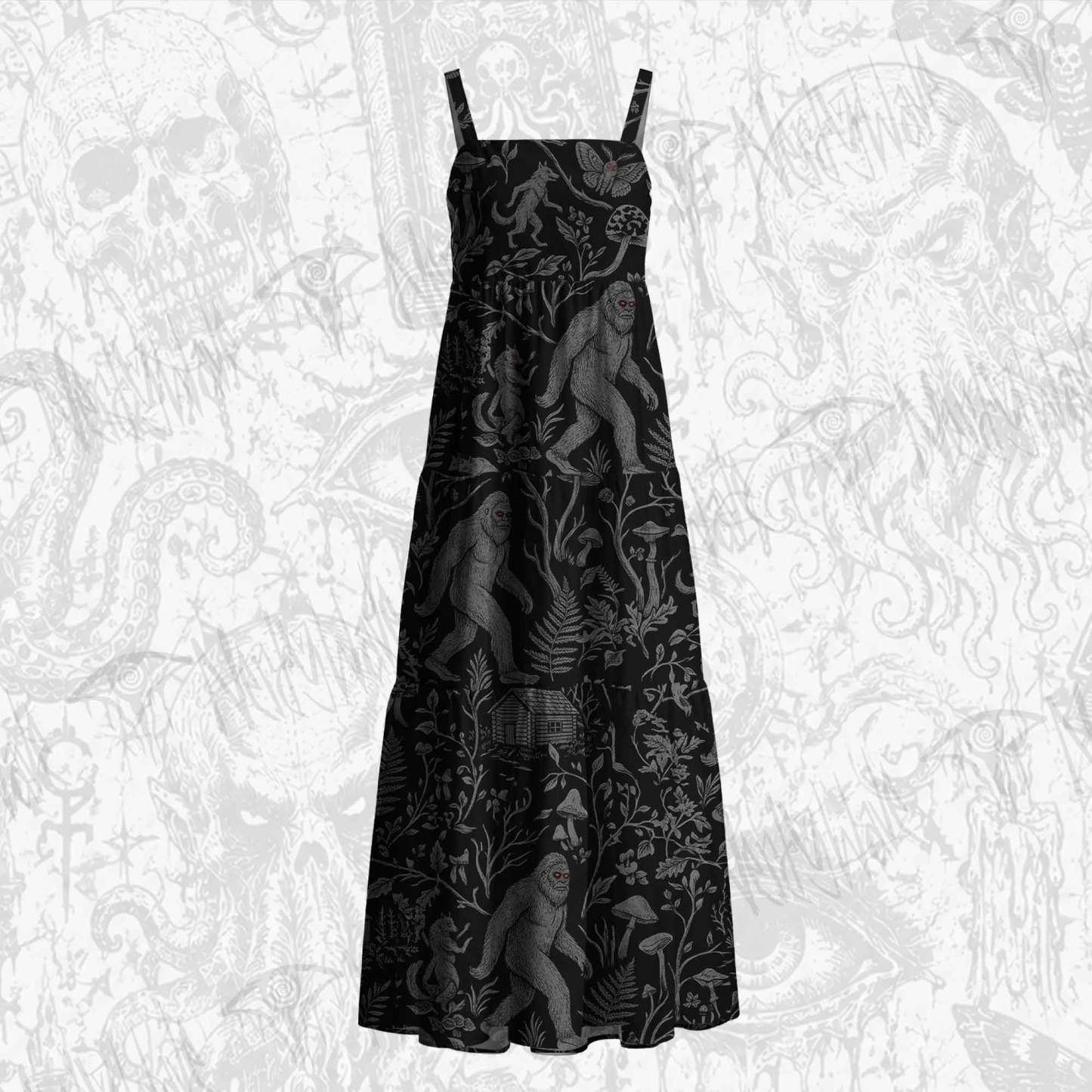 Cryptid Forest Cotton Wide Straps Maxi Dress