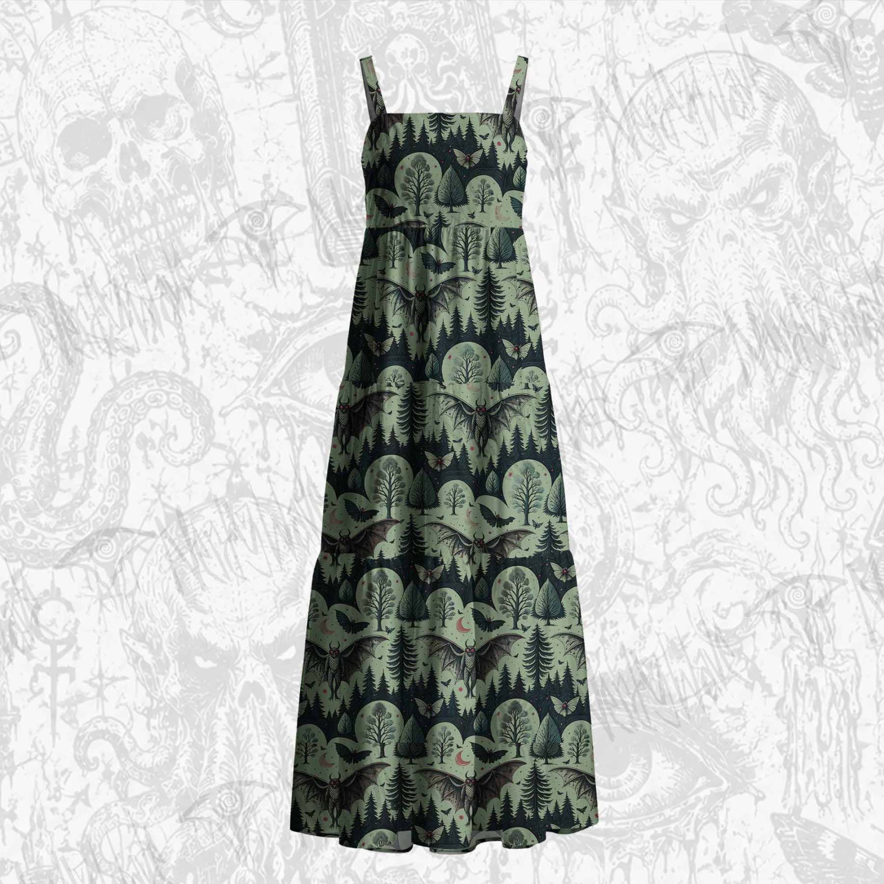Home of the Mothman Cotton Wide Straps Maxi Dress