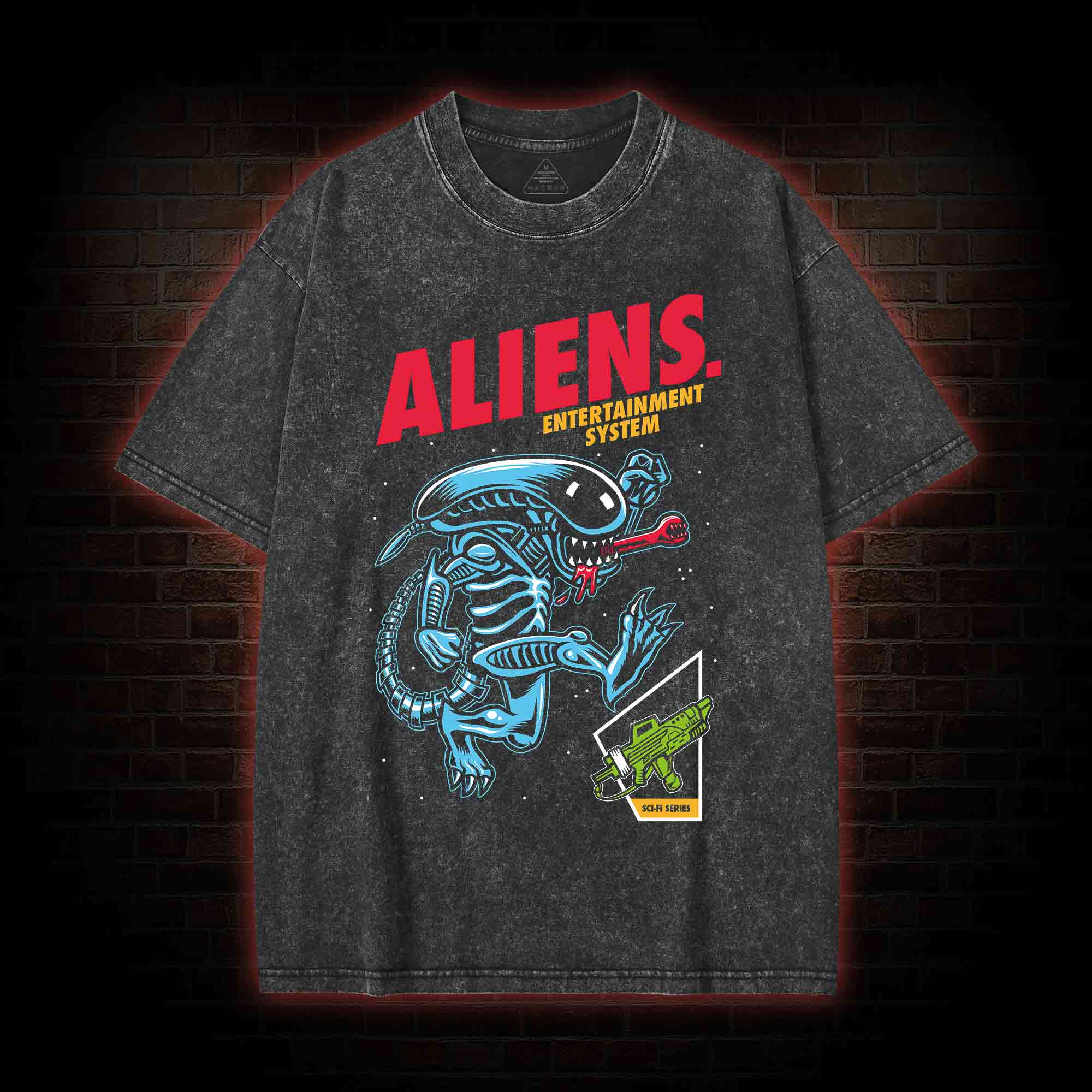 Aliens Entertainment System Washed T-shirt