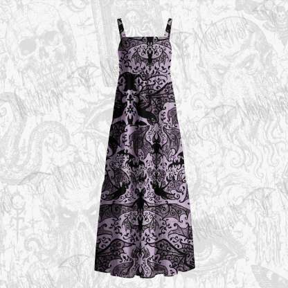 Gothic Bat Cotton Wide Straps Maxi Dress