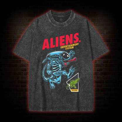 Aliens Entertainment System Washed T-shirt