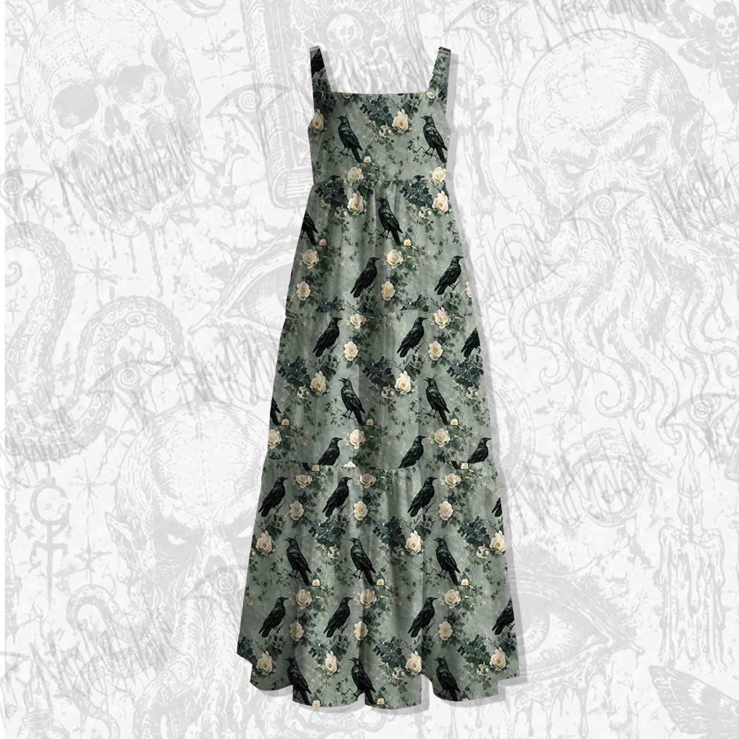 Raven's Requiem Wide Straps Maxi Dress