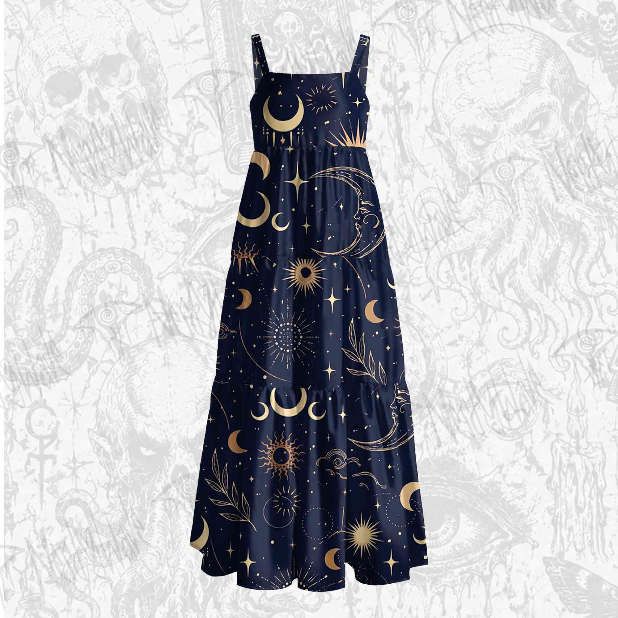 Celestial Aesthetic Wide Straps Maxi Dress