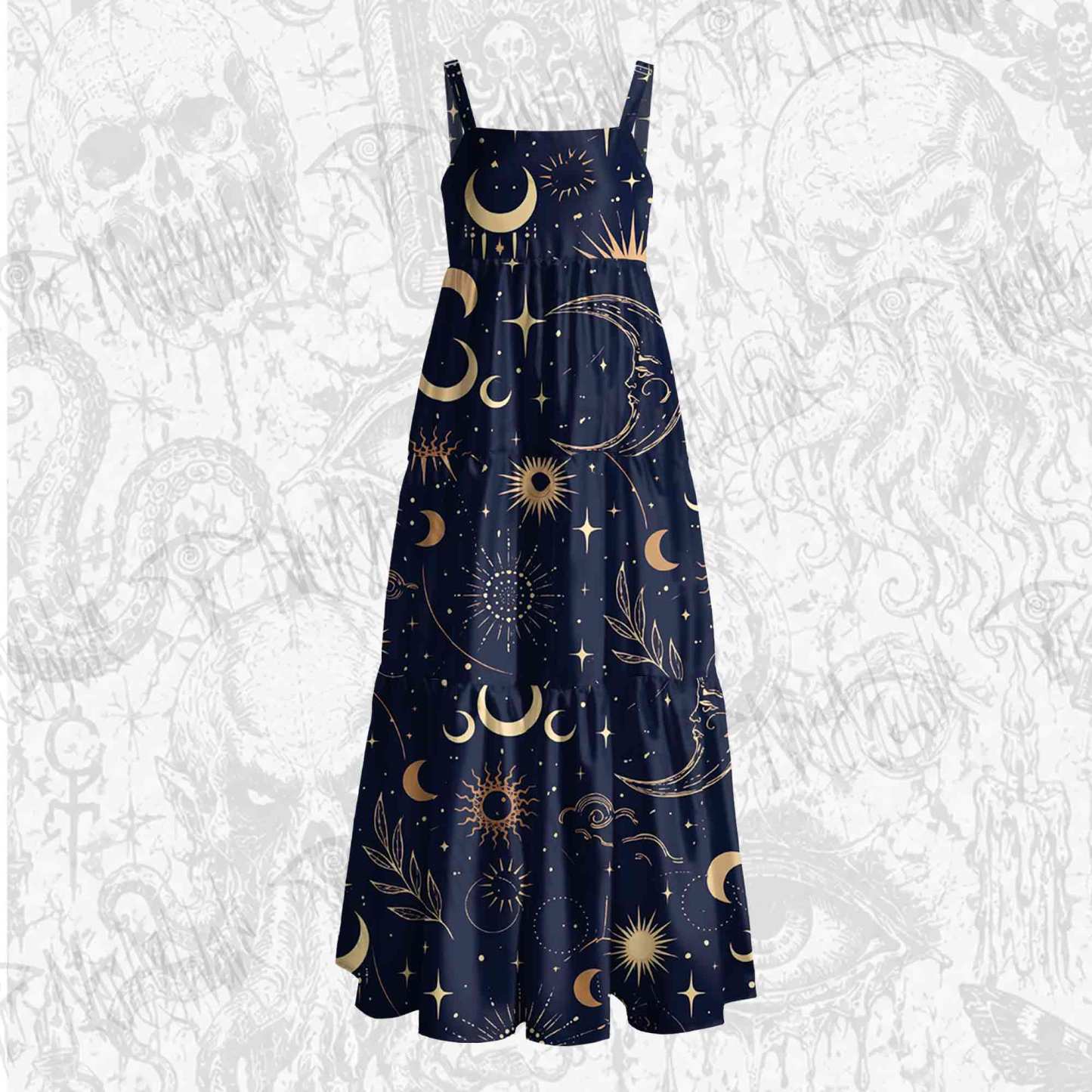 Celestial Aesthetic Wide Straps Maxi Dress