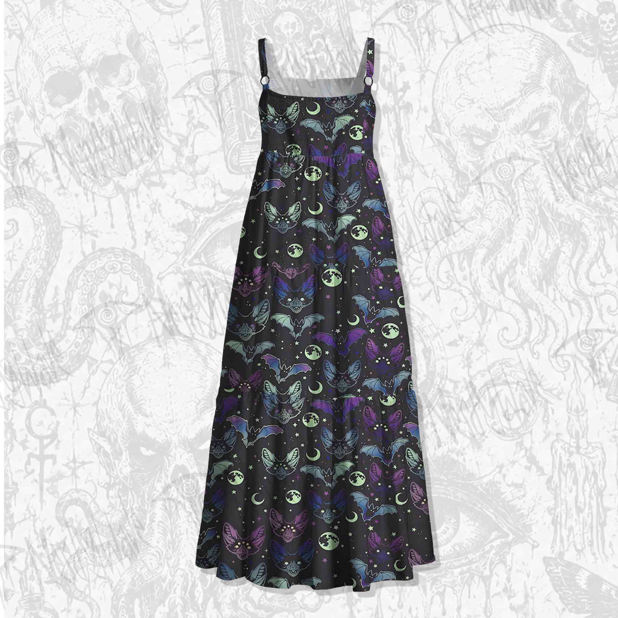 Bats Wide Straps Maxi Dress